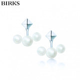 Sterling Silver Birks Rock and Pearl Earrings