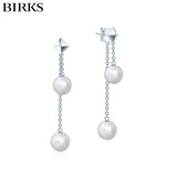 Sterling Silver Birks Rock and Pearl Earrings