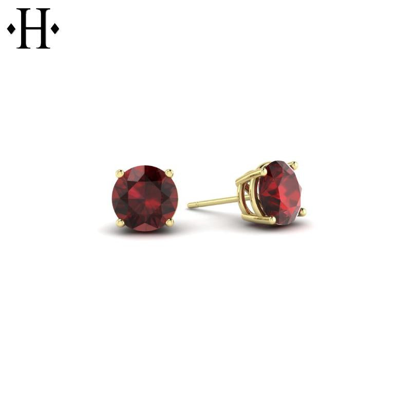 14KY 5mm Mozambique Garnet Earrings