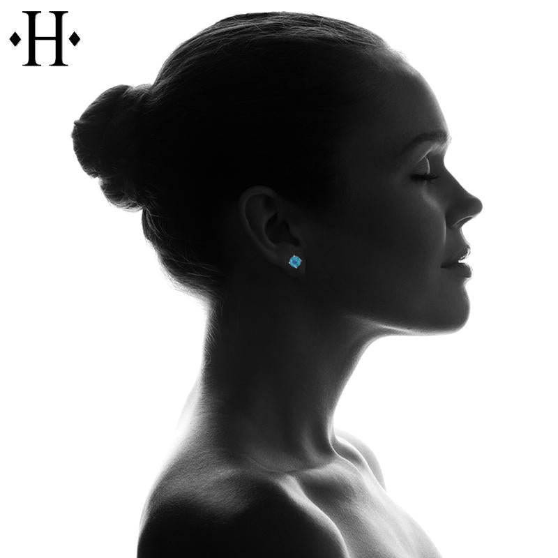 14KW 5mm Swiss Blue Topaz Earrings