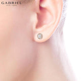 14KW 0.09ctw Natural Diamond Earrings 7.0mm