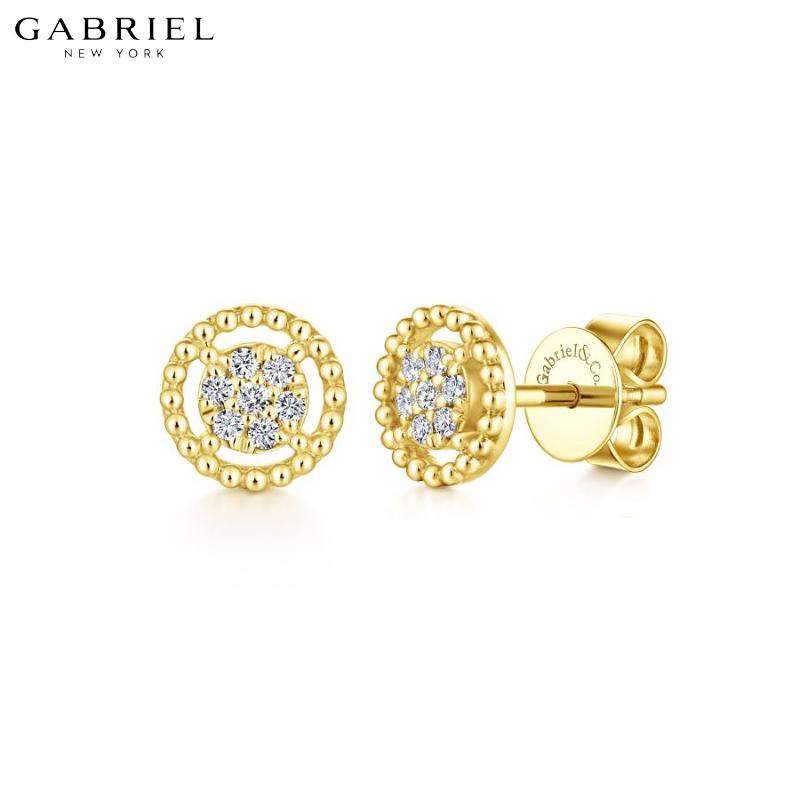 14KY 0.09ctw Natural Diamond Earrings 7.0mm
