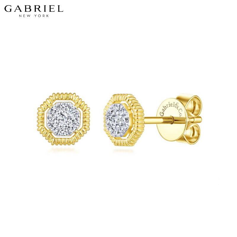 14KY 0.10ctw Natural Diamond Earrings 6.4mm
