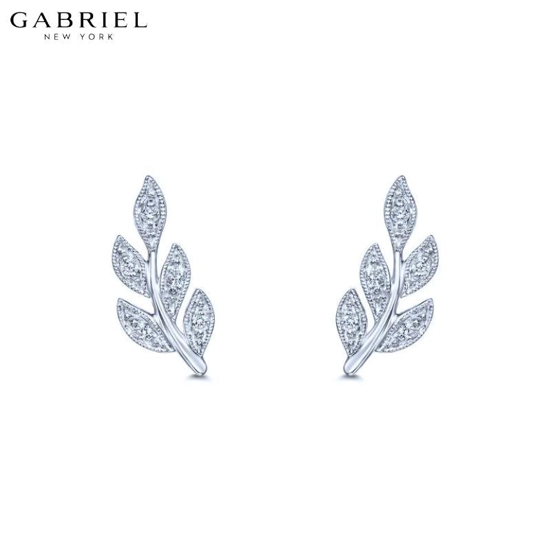 14KW 0.07ctw Natural Diamond Earrings 6.0mm