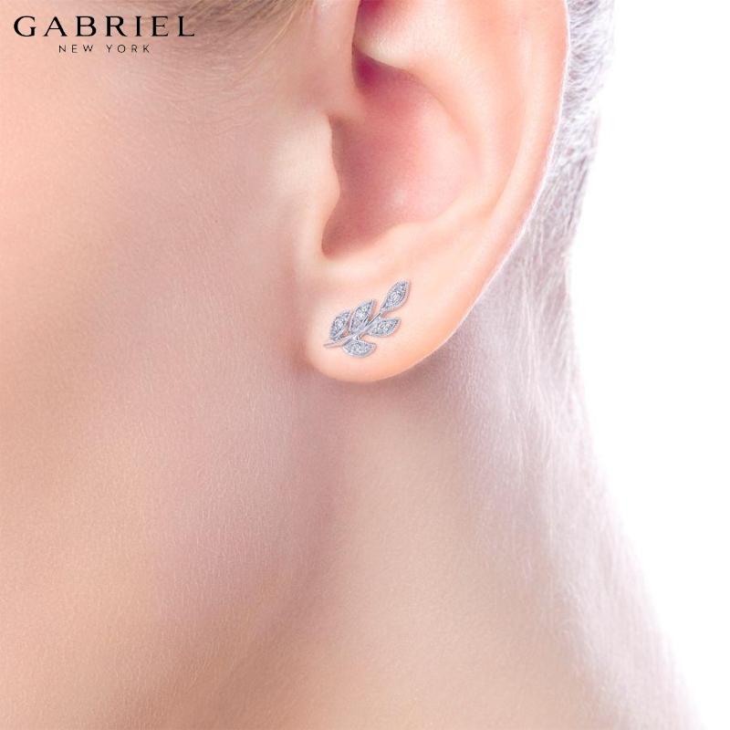 14KW 0.07ctw Natural Diamond Earrings 6.0mm