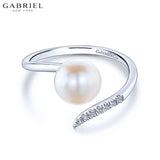 14KW 0.04ctw Natural Diamond & Pearl Ring