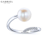 14KW 0.04ctw Natural Diamond & Pearl Ring