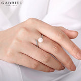 14KW 0.04ctw Natural Diamond & Pearl Ring