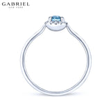 14KW 0.06ctw Natural Diamond and Blue Topaz Ring