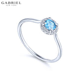 14KW 0.06ctw Natural Diamond and Blue Topaz Ring