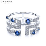 14KW 0.28ctw Natural Diamond and Blue Sapphire Ring