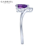 14KW 0.03ctw Natural Diamond & Amethyst Ring