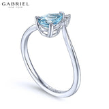 14KW 0.03ctw Natural Diamond & Blue Topaz Ring