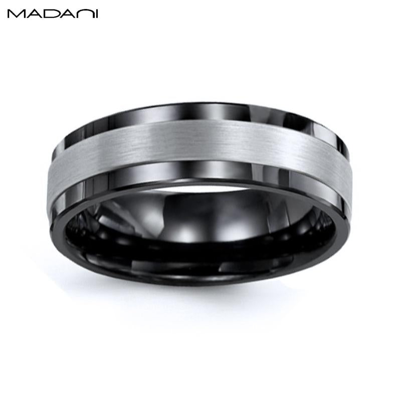 White Gold & Black Ceramic Ring 7mm