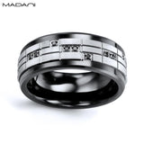 White Gold & Ceramic Black Diamond Ring 9mm