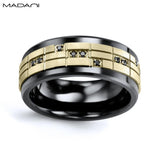 Yellow Gold & Ceramic Black Diamond Ring 9mm