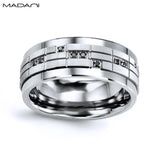 White Gold & Tungsten Carbide Black Diamond Ring 9mm