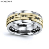 Yellow Gold & Tungsten Carbide Black Diamond Ring 9mm