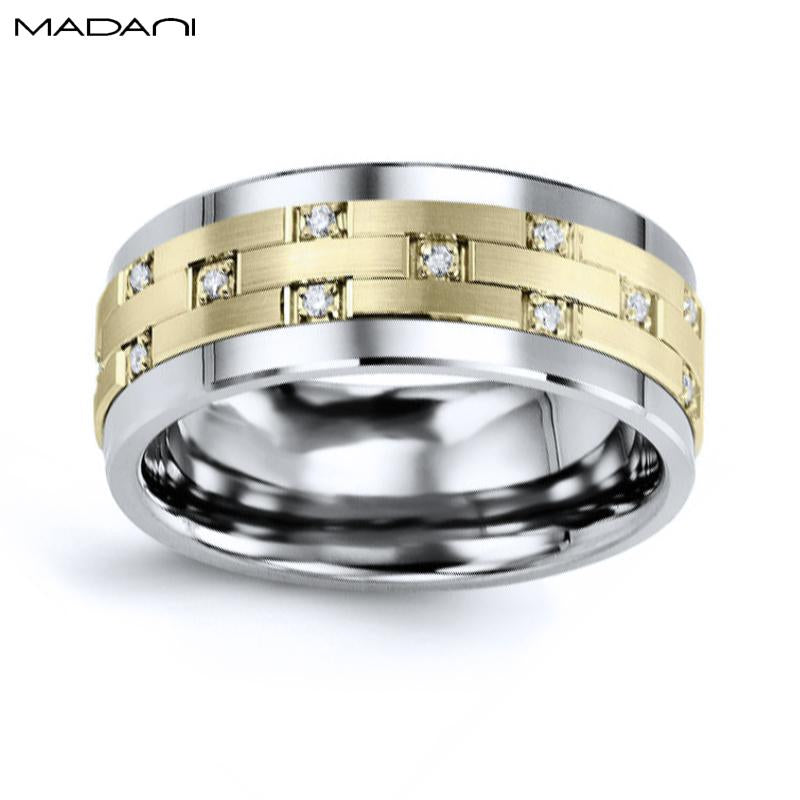 Yellow Gold & Tungsten Carbide Diamond Ring 9mm