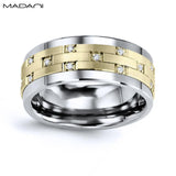 Yellow Gold & Tungsten Carbide Diamond Ring 9mm