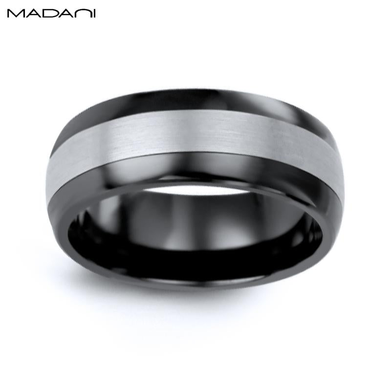 White Gold & Black Ceramic Ring 7mm