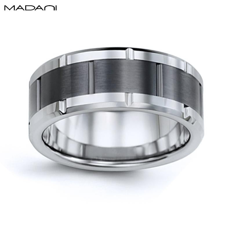 Tungsten Carbide & Black Ceramic Ring 9mm
