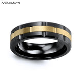 Yellow Gold & Black Ceramic Ring 7mm