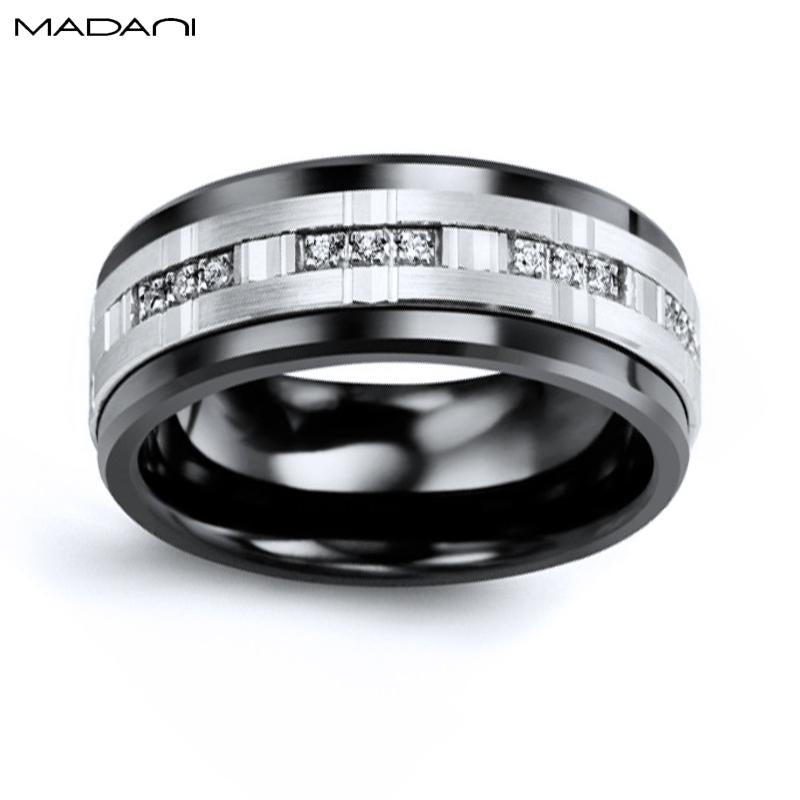White Gold & Ceramic Diamond Ring 9mm