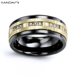 Yellow Gold & Ceramic Diamond Ring 9mm