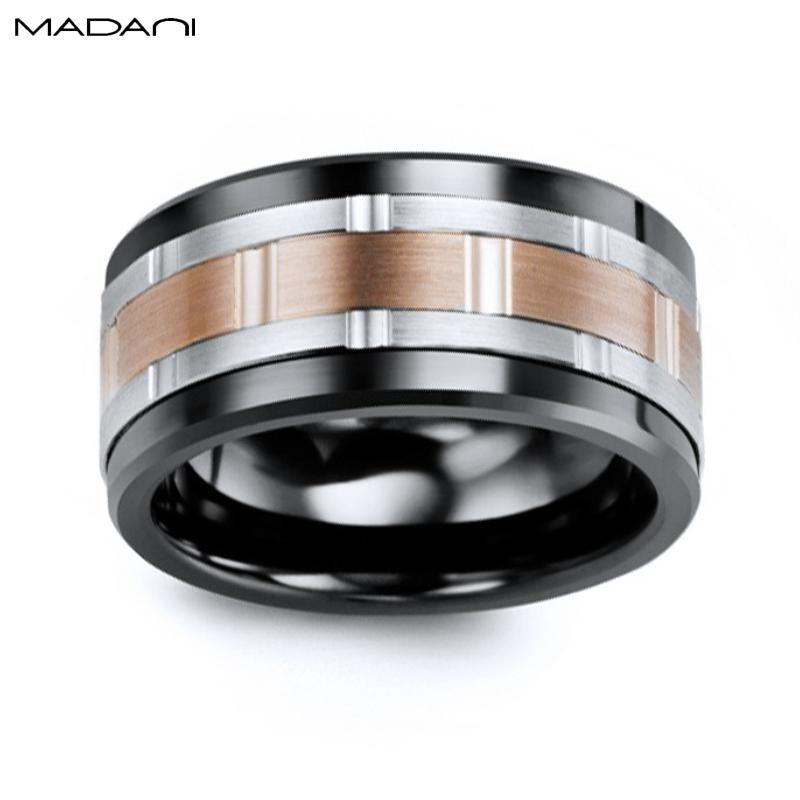 Rose-White Gold & Black Ceramic Ring 11mm