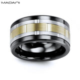 Yellow-White Gold & Black Ceramic Ring 11mm