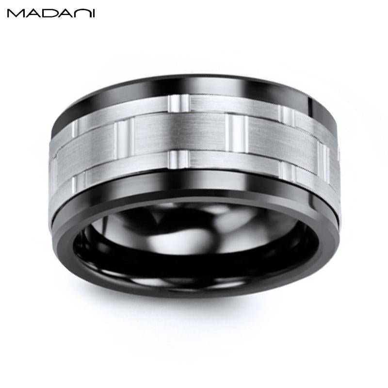 White Gold & Black Ceramic Ring 11mm