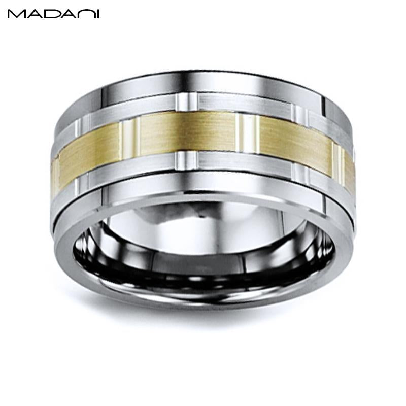 Yellow-White Gold & Tungsten Carbide Ring 11mm