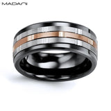 Rose-White Gold & Black Ceramic Ring 9mm