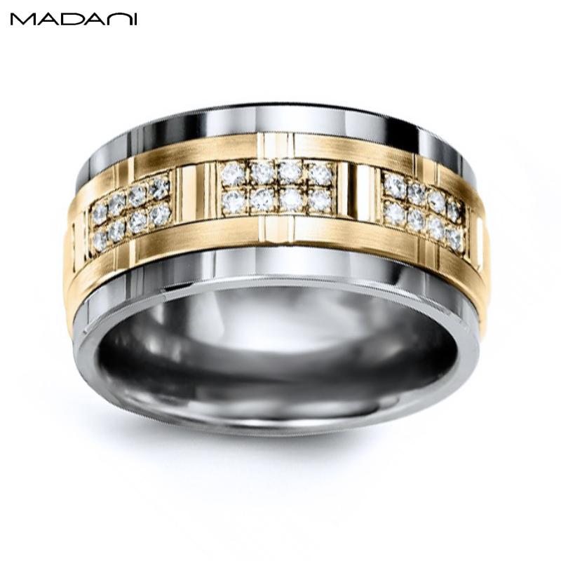 Yellow Gold & Tungsten Carbide Diamond Ring 11mm