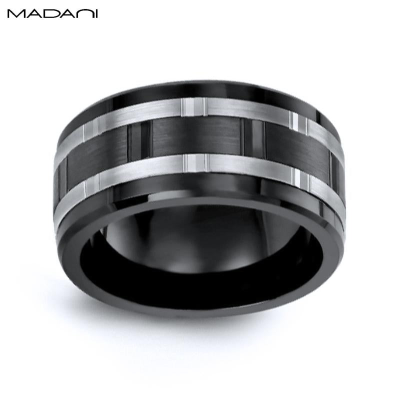 White-Black Gold & Black Ceramic Ring 11mm
