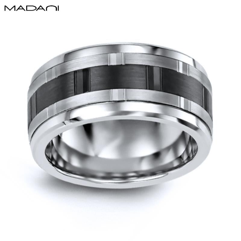 White-Black Gold & Tungsten Carbide Ring 11mm