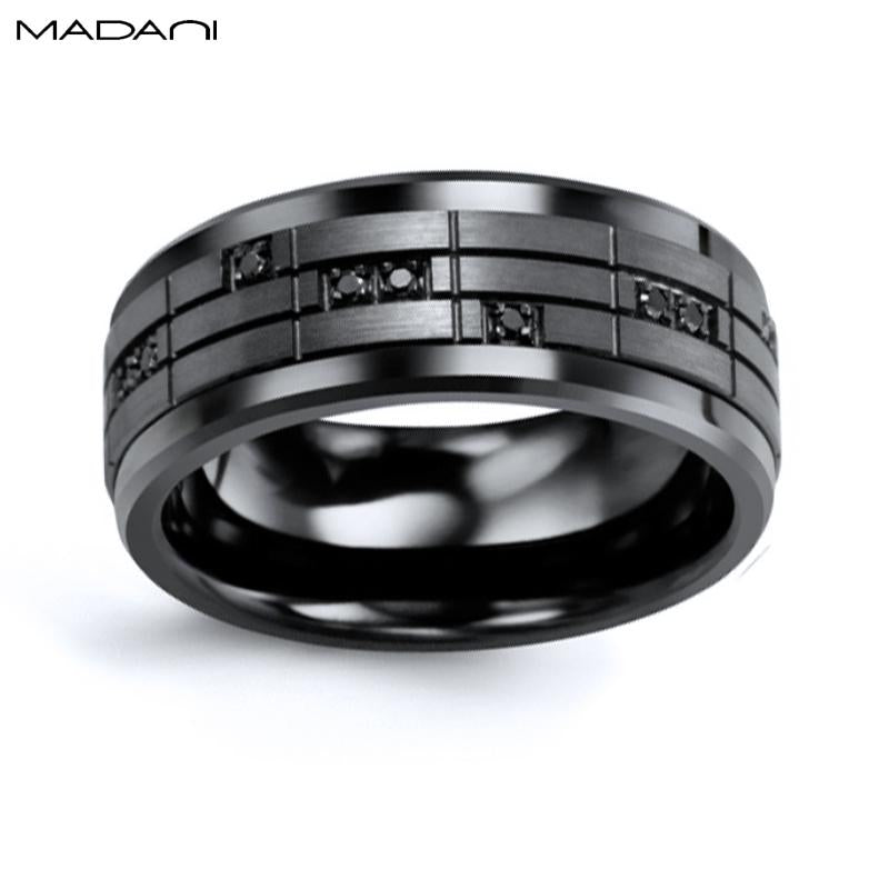 Black Gold & Ceramic Black Diamond Ring 9mm
