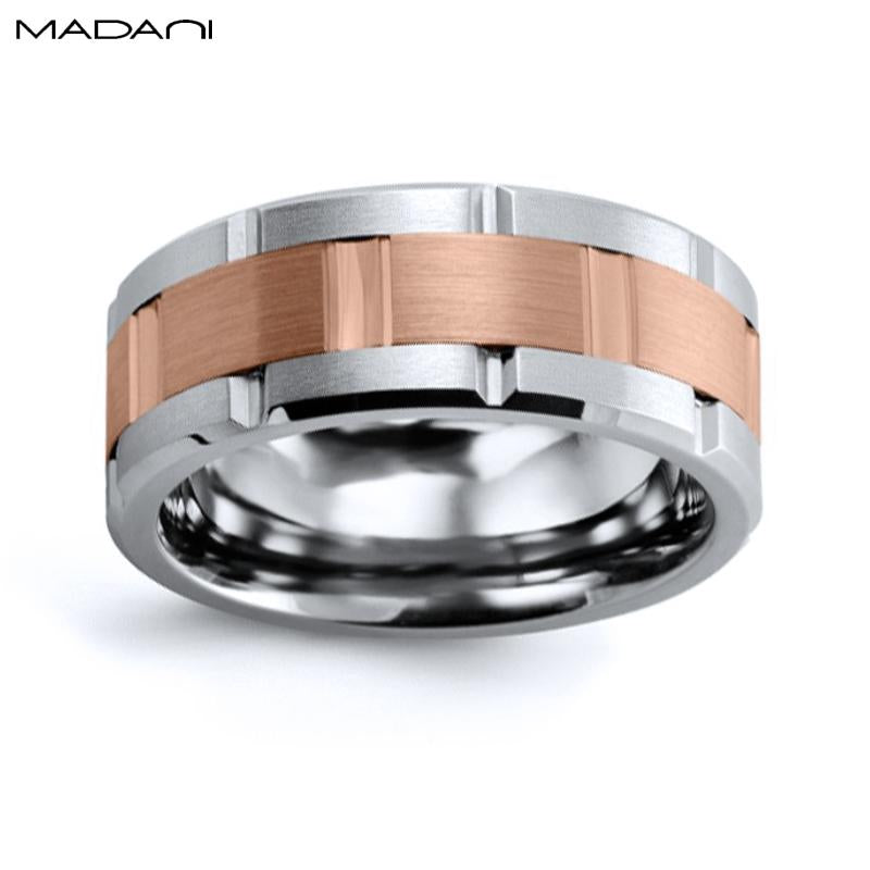 Rose Gold & Tungsten Carbide Ring 9mm