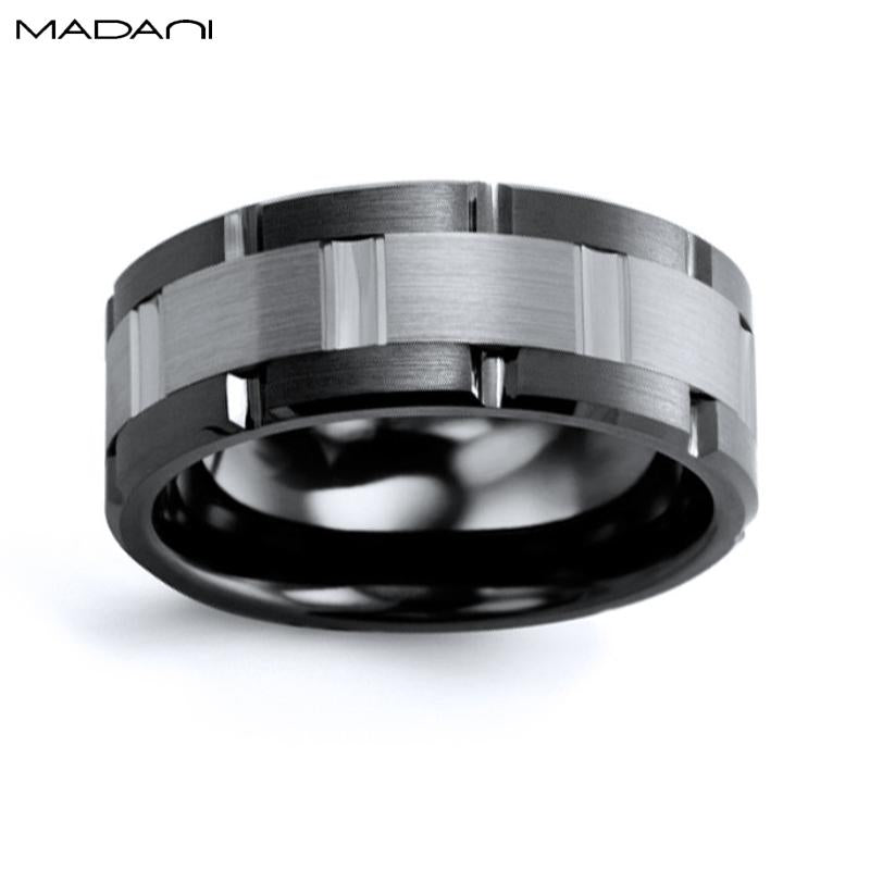 White Gold & Black Ceramic Ring 9mm
