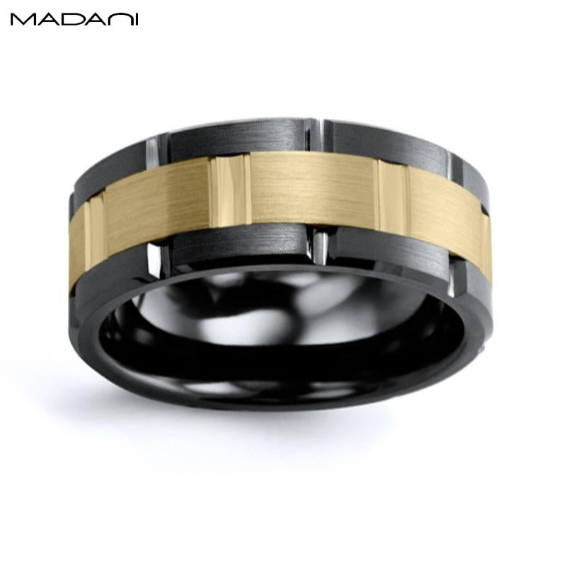 Yellow Gold & Black Ceramic Ring 9mm