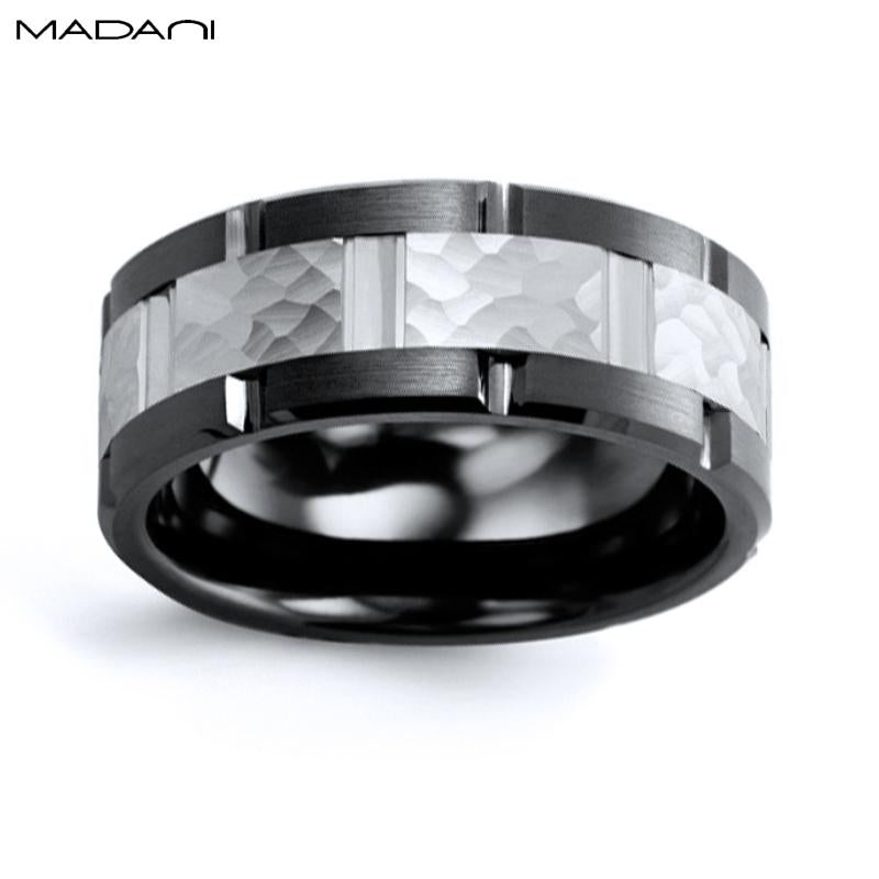 White Gold & Black Ceramic Ring 9mm