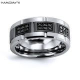 Black Gold & Tungsten Carbide Black Diamond Ring 9mm