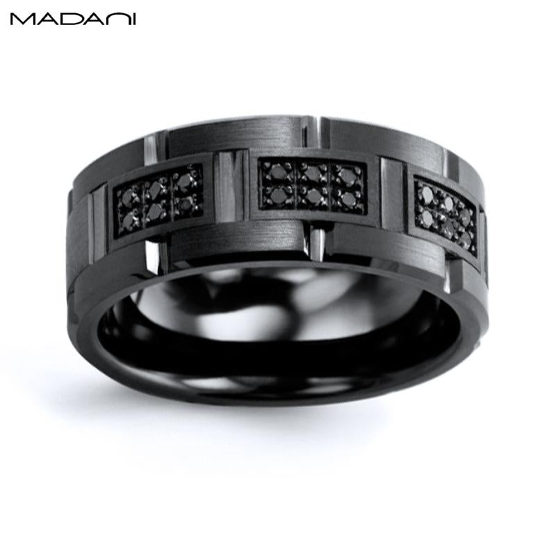 Black Gold & Ceramic Black Diamond Ring 9mm