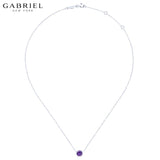 14KW 0.05ctw Natural Diamond & Amethyst Necklace