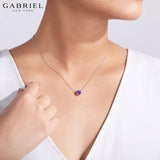 14KW 0.05ctw Natural Diamond & Amethyst Necklace