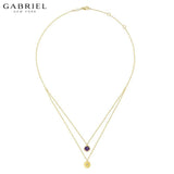 14KY 0.02ctw Natural Diamond & Amethyst Necklace