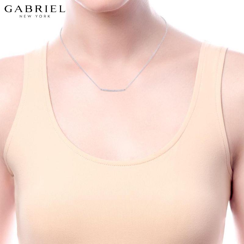 14KW 0.09ctw Natural Diamond Necklace