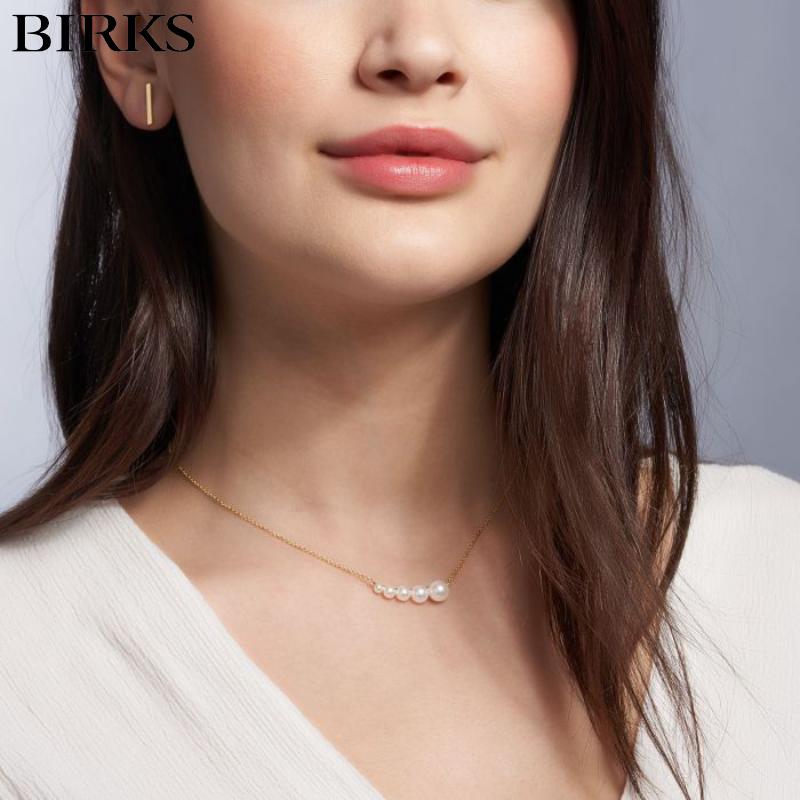 18KY Birks Gold and Pearl Necklace