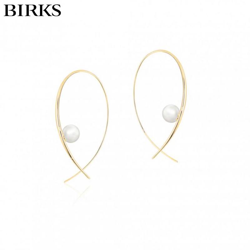 18KY Birks Gold and Pearl Earrings